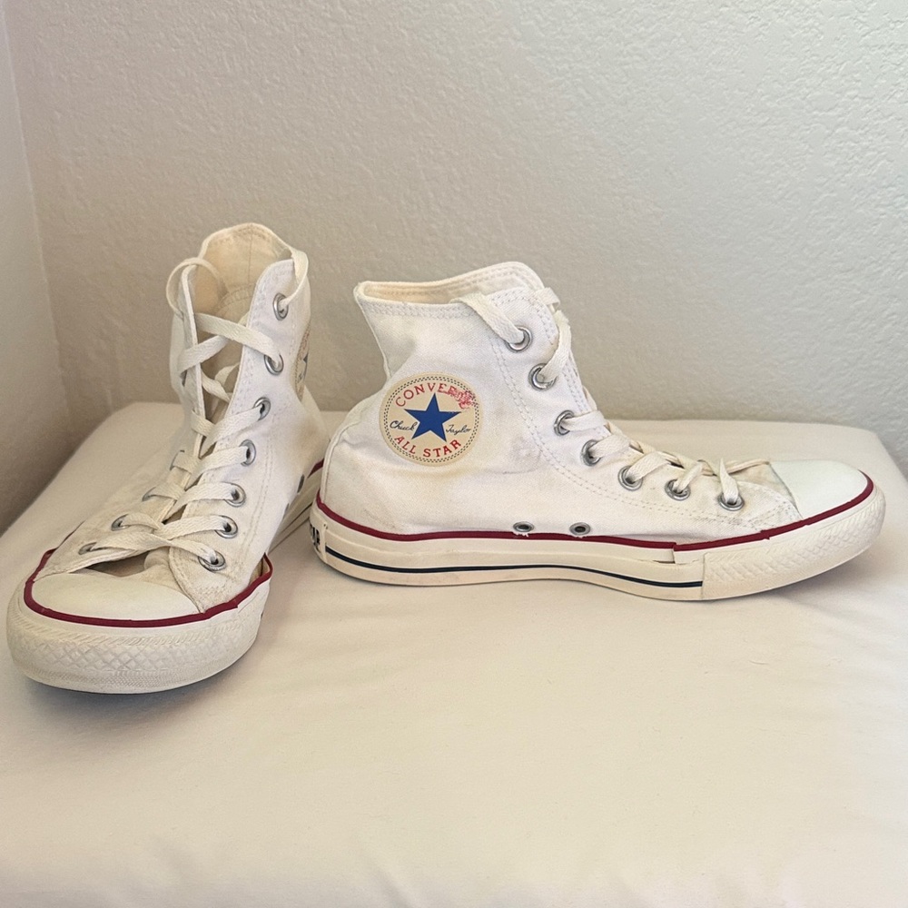 Converse All Star White Canvas High-Tops Size 8